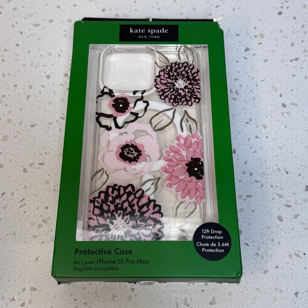 Kate Spade for iPhone 15 Pro Max Case MagSafe Big Flowers Clear Protective Cover